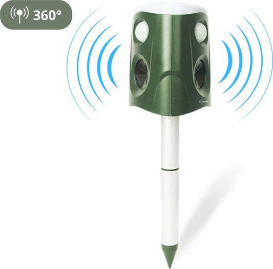 Tenify Ultraschall-Katzenabwehr - Große Reichweite - 360 Grad - Solarbetrieben - USB Wiederaufladbar - Katzenschreck - Abwehr - Schädling - Vogel - Tiere - Mäuse - Rattenabwehr