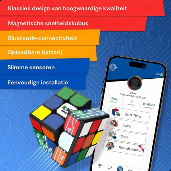 Rubik's Connected X – Intelligenter Würfel – Bluetooth-Würfel – Lernspielzeug – Interaktives Spielzeug – 3 cm x 3 cm
