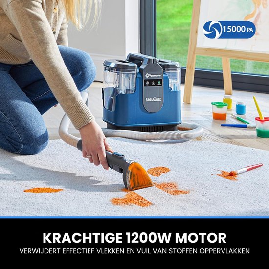 Vacmaster Easyclean Thermo – Beheizbarer Teppichreiniger – Fleckenentferner, bis zu 50 °C beheizbar – Reinigungsgerät mit Heizfunktion – Möbelreiniger 1200 W – Polsterreiniger mit Reinigungsmittel