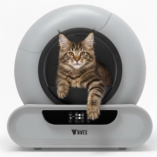 Vivex® Automatisches Katzenklo - Selbstreinigendes Katzenklo inkl. App - 75L - inkl. Matte und 5 Rollen Sammelbeutel - XXL