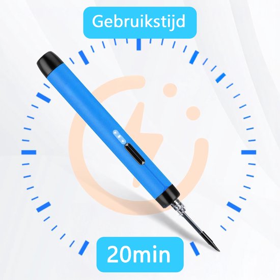 Tech Essentials Kabelloses Lötkolben - 8W - USB-C - Mit Dose - Kit - Feinlöten - Stift - Batterie - Lötset - Löten - Elektrowerkzeug - Orange
