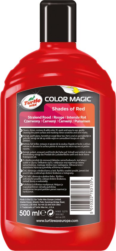 Turtle Wax 52711 Color Magic Radiant Red Wax 500ml - Spezialautopolitur - Lackreparatur - Politur - Rot