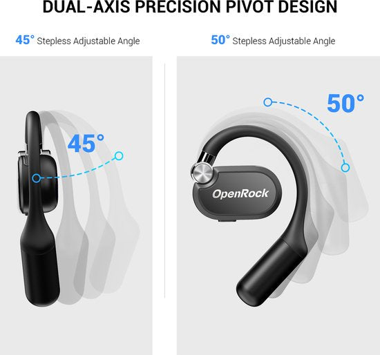 OpenRock – X Black – Kabellose Open-Ear-Kopfhörer – Ohrhörer – Bluetooth – Lange Akkulaufzeit – Geräuschunterdrückung – kabellos – TubeBass™-Technologie