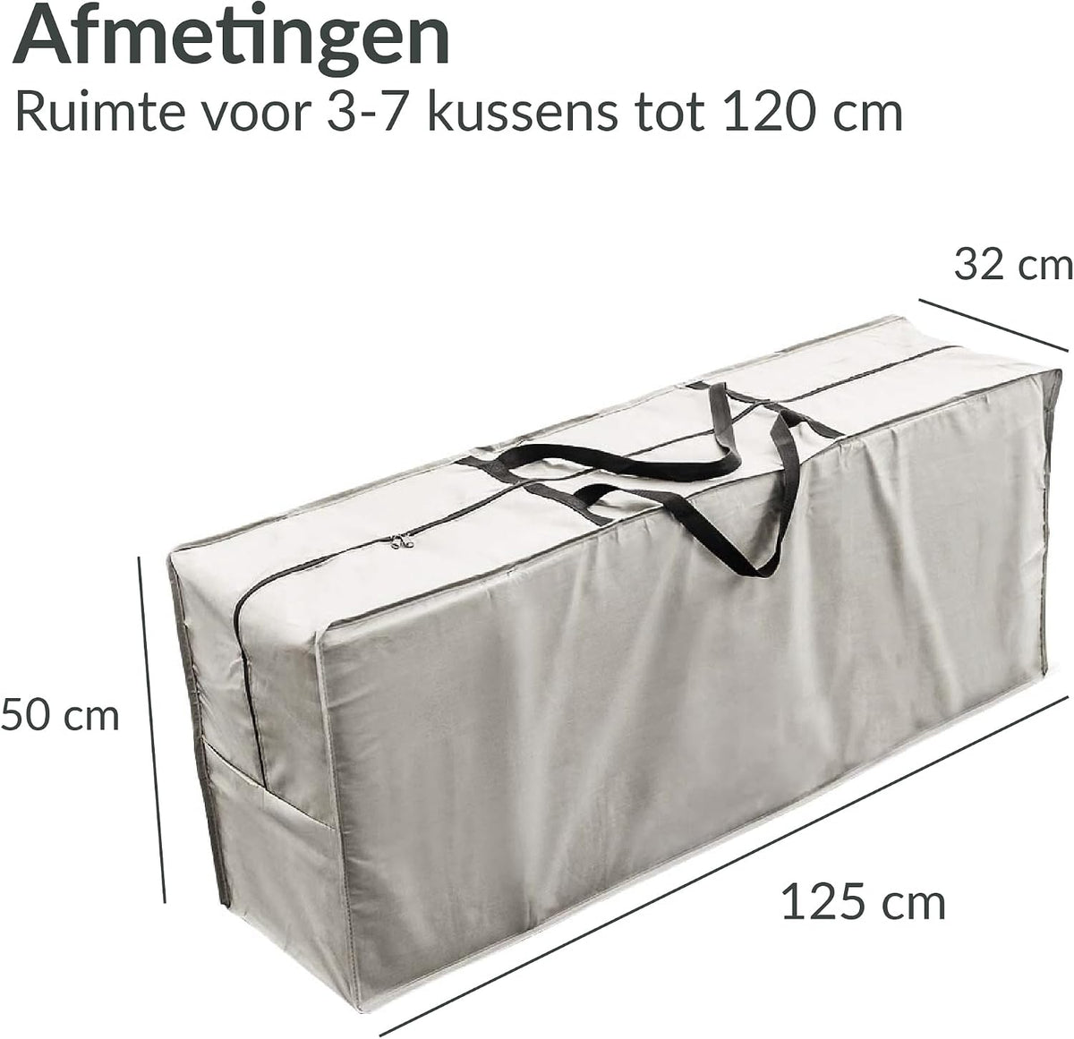Chefarone Aufbewahrungstasche für Gartenkissen – wasserabweisend – 125 x 50 x 32 cm – 420D Polyester – hellgrau