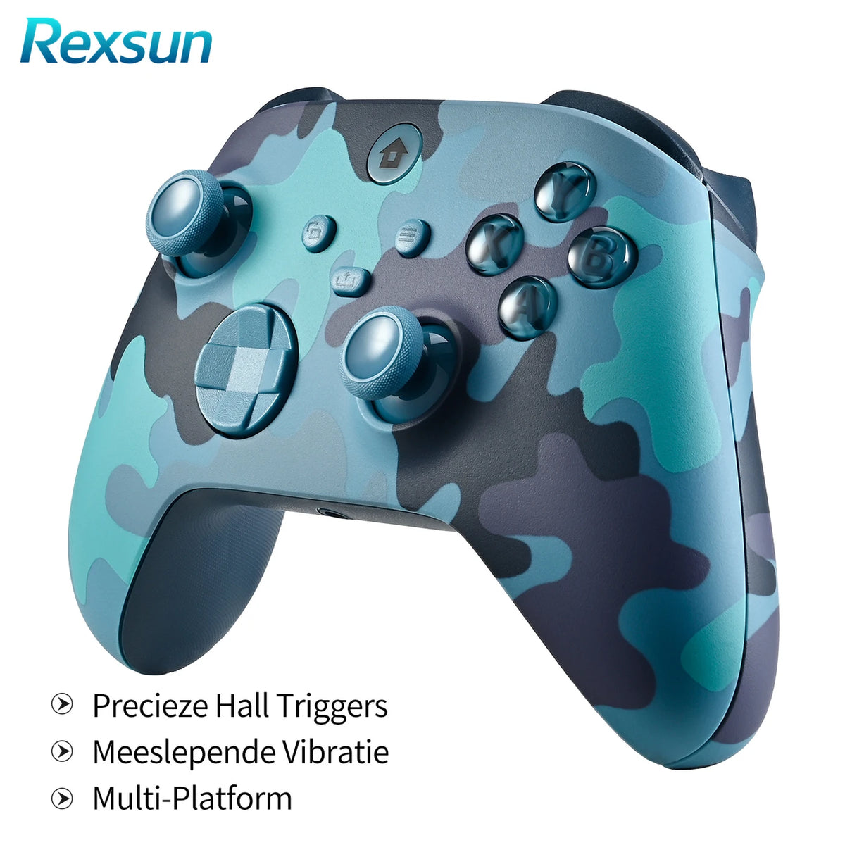 Rexsun WR007 Kabelloser Gamecontroller – Camouflage-Blau – 2,4 GHz, Xbox One/PC, Vibrationsfunktion