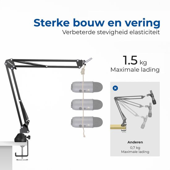 Neewer Mikrofonarm - Boom Arm - Mikrofonständer ohne Mikrofon - Mikrofonständer - Schwarz