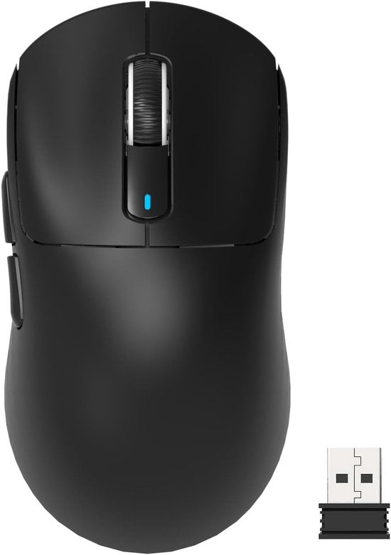 ATTACK SHARK Kabellose Gaming-Maus – Kabelgebunden/2,4 GHz/BT 5.4 – Leichtgewicht 49 g – PAW3395 – 26.000 DPI – Schwarz
