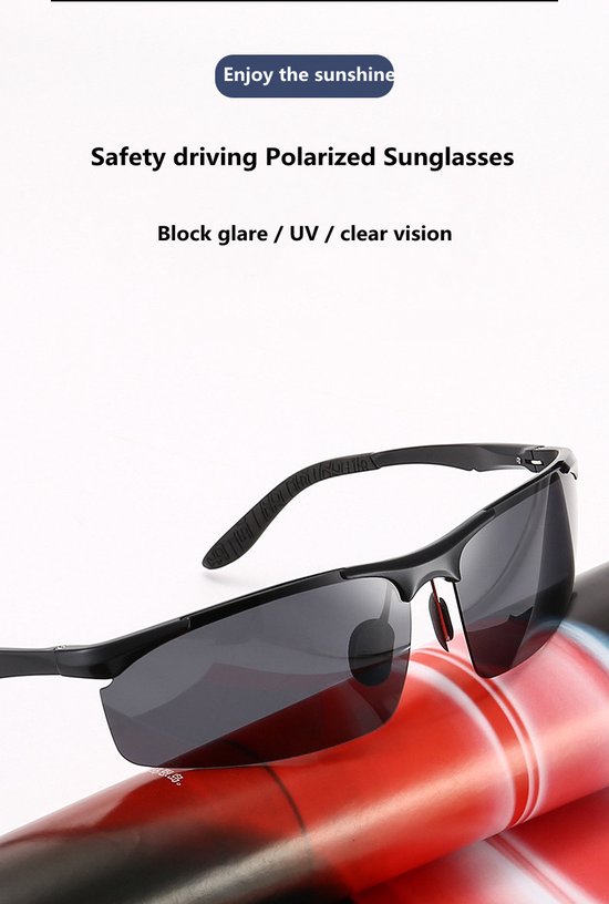 GarpexÂ® Radsportbrille - Sportbrille - Polaroid Sonnenbrille - Rennrad - Mountainbike - Motorrad - Schwarz