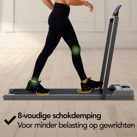 Brixy Laufband - 1-10km/h - Walking-Laufband - LED-Anzeige & Fernbedienung - Bluetooth - App - Walking Pad - Anthrazit
