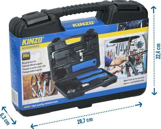 Kinzo Fahrrad-Reparaturset - 20-teilig - im praktischen Koffer