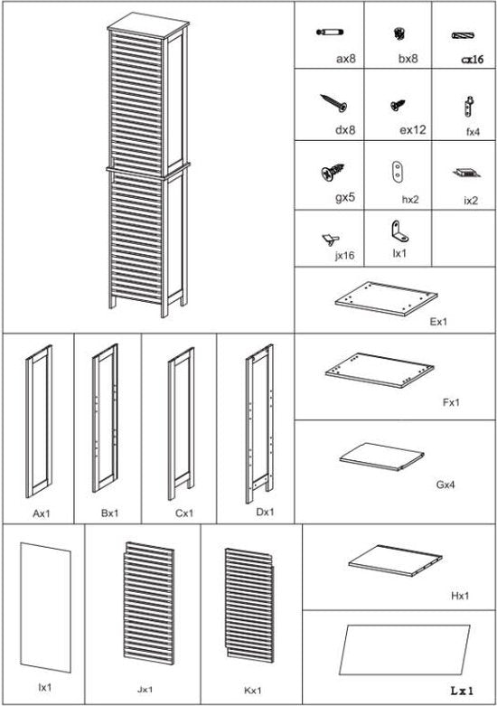 5Five Säulenschrank – hoch – 34 x 24 x 170 cm – Bambus – braun – Badezimmerschrank – Badezimmermöbel