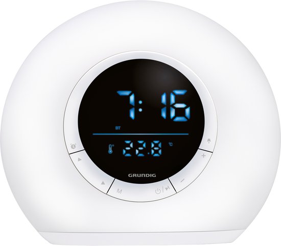 Grundig Wake-Up Lichtwecker - Digitaler Wecker mit Radio und Bluetooth - Lichtwecker mit LED-Anzeige - Wecklicht - Weiß