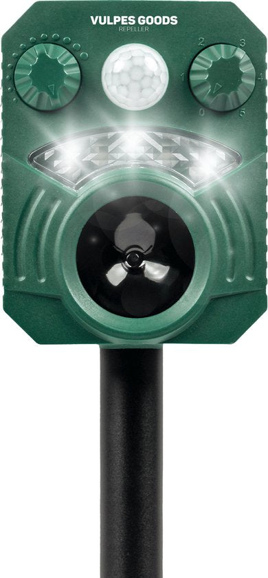 Vulpes Goods® Repellent - Solarbetriebenes Ultraschall-Katzenabwehrgerät - Katzenschreck - Marderabwehr - Tierabwehr - Wasserdicht - Schädlingsabwehr