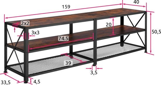 tectake - TV-Schrank - Indianapolis - industriell dunkelbraun - 404543