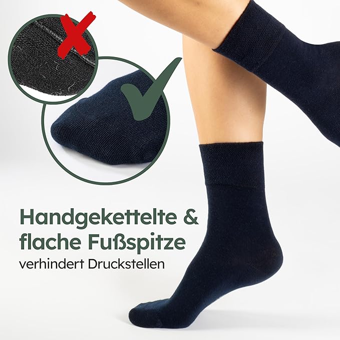 Herowerk Komfortsocken für Damen und Herren 6 Paar - Extra breite Gesundheitssocken aus 97% Baumwolle - Ohne Gummibund - Maximaler Komfort Socken - Größe 47-50