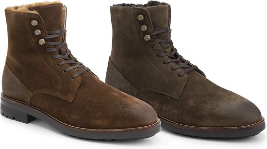 Travelin' Hosio Herren-Schnürstiefel - Lammy-Wollfutter - Cognacbraunes Wildleder