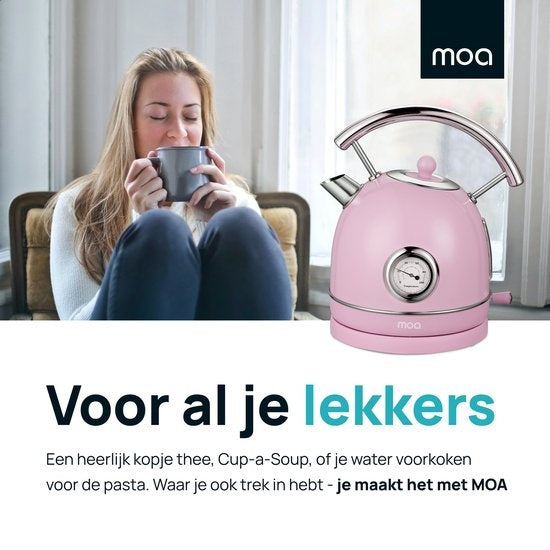 MOA Retro-Wasserkocher - Pastellrosa - Elektrisch - Edelstahl - EK4TP