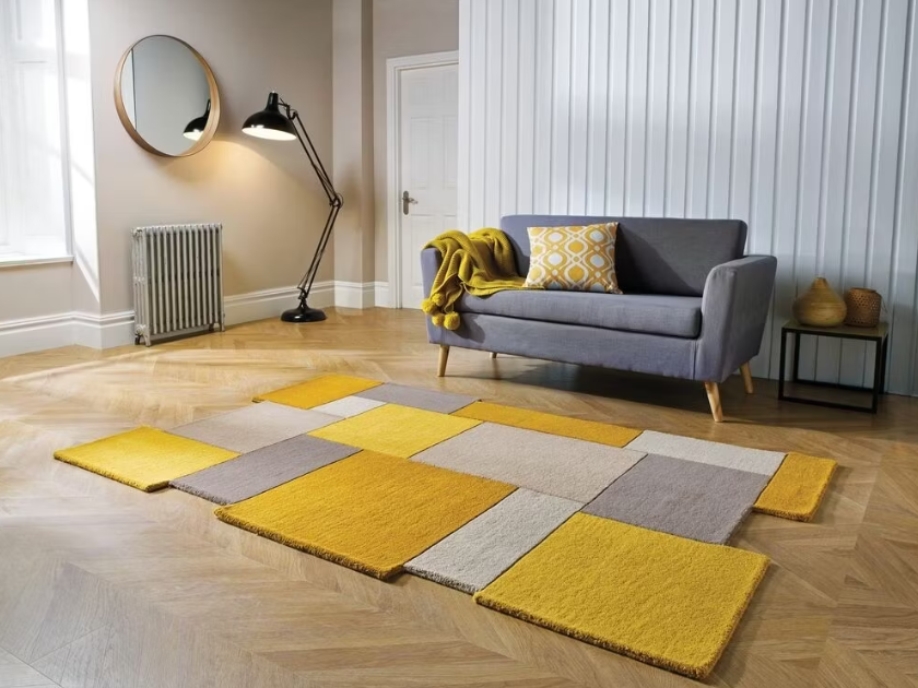 Flair Rugs Collage Wollteppich 200 x 290 cm - Ocker
