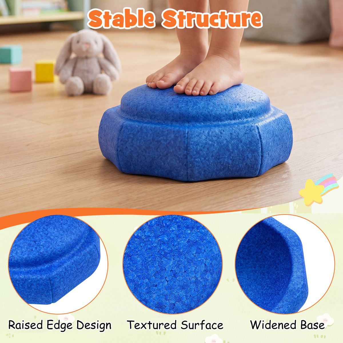 Coast Balance-Steine für Kinder – 6-teiliges Set – rutschfest – stapelbar – mehrfarbig