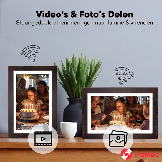 Denver Digitaler Fotorahmen 15,6 Zoll - Holz - XL - Full HD - Frameo App - Fotorahmen - WiFi - 16GB - IPS Touchscreen - PFF1543DW