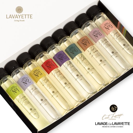 Lavayette Premium Waschparfüm – Probierpaket 9 x 25 ml – Duftverstärker