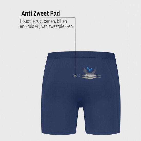 Fibershirts Anti-Schweiß-Boxershorts – Integriertes Schweißpolster – Atmungsaktives MicroModal – Anti-Transpirant – Herren – Größe XXL – Marineblau