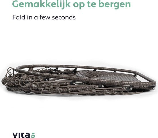 Vita5 Egg Hanging Chair - Indoor und Outdoor - Cocoon Chair - mit Ständer - bis zu 150kg - faltbar - inkl. Kissen - Dunkelbraun