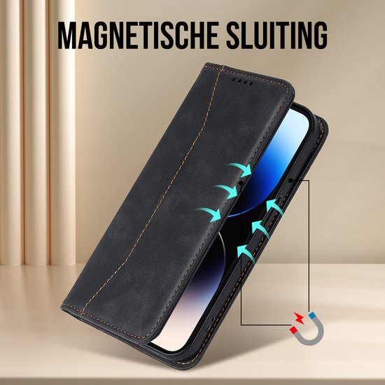 Podec Case mit Kartenhalter geeignet für iPhone 12 Pro Max Schwarz Phone Case - Anti-Shock Bookcase Cover mit 1x Displayschutzfolie - Wallet Case