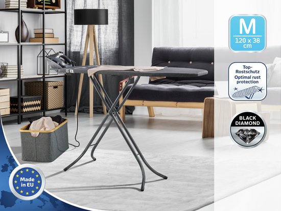 Leifheit Bügeltisch Classic M - 120 x 38 cm Bügelfläche - höhenverstellbar - schwarz