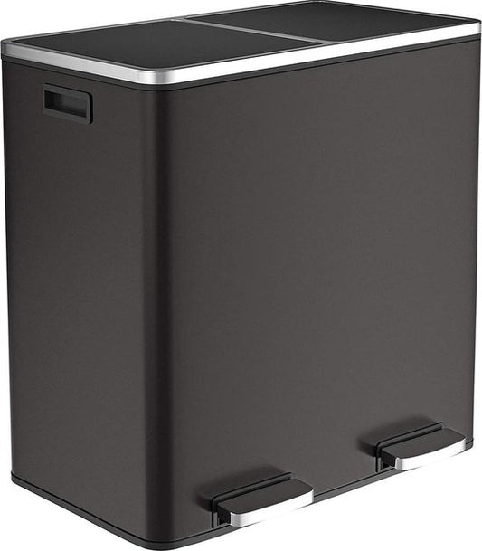 O'DADDYÂ¬Ã† Mülltrenner - Mülleimer 60L (2x 30L) - Treteimer - 59 x 65 x 32 cm - Schwarz