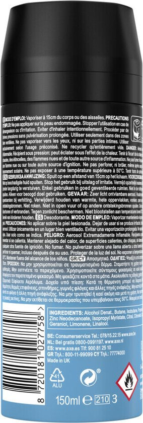 AXE Deodorant Bodyspray – Ice Chill – mit einem unwiderstehlichen Duft – 150 ml