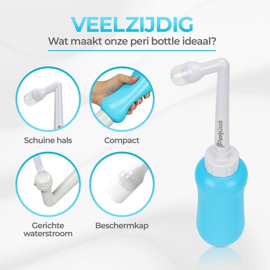 PurelyGoods® Peri Bottle - Portable Bidet - Vaginal Dusche - Perineum - Schwangerschaft - Postpartum Spülen Flasche - 450ML - Blau