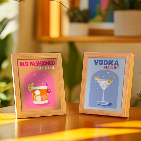 Rubye® Malen nach Zahlen Erwachsene - Wodka Martini - Cocktails - Inklusive Farben und Pinsel - Leinwand Malerei Leinwand - Farben nach Zahlen - Doppel Set - 15x20cm