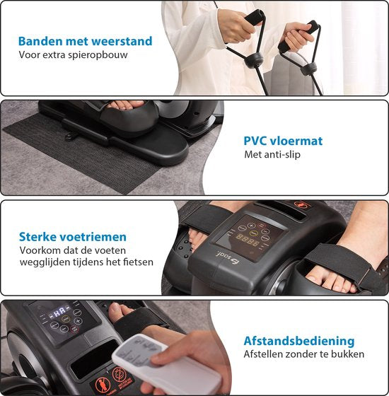 Saaf Motionfit Chair Bike - 12 Stufen - mit Widerstandsbändern - Office Bike Exercise Trainer - für Erwachsene - Schwarz