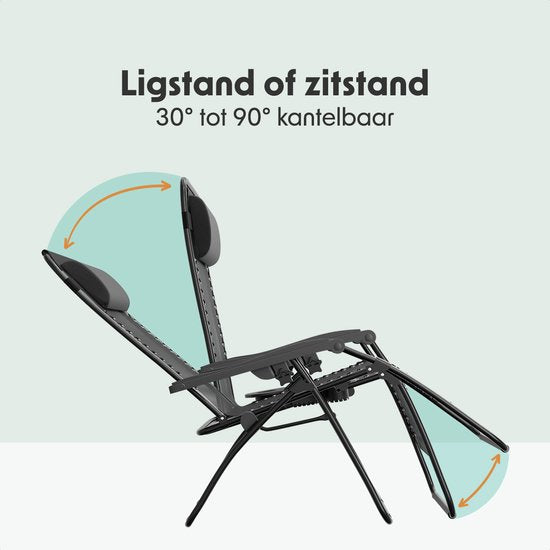 LifeGoods Liegestühle - klappbar - Komplettset - mit Beistelltisch - 30°-90° verstellbar - Gartenstühle - Metall - Schwarz