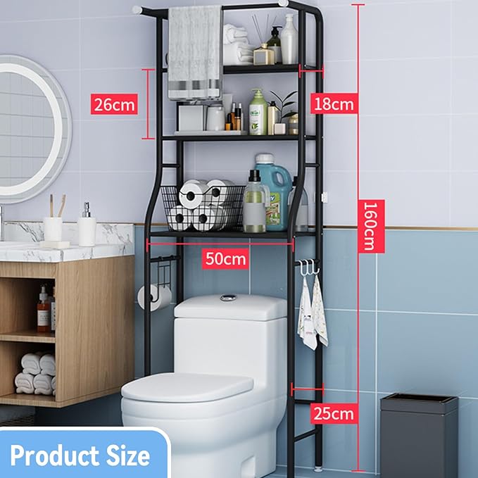 LBB 3-lagiges Toilettenregal - Schwarz