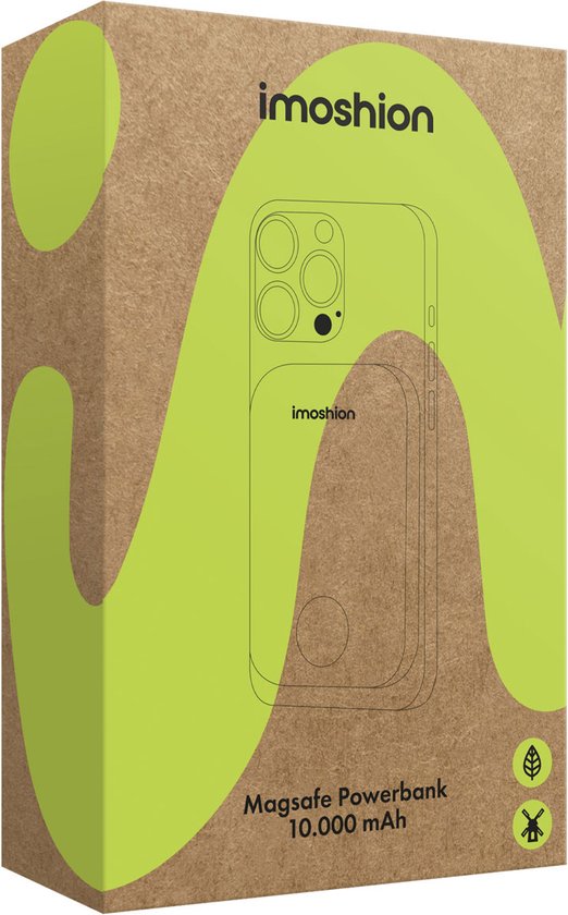 imoshion Powerbank 10000 mAh - Geeignet für MagSafe - Schnellladegerät 22,5W - LED-Anzeige - USB C & USB A - Wireless Powerbank Geeignet für iPhone 12/13/14/15/16 - Schwarz