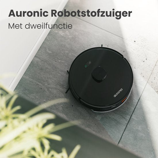 Auronic Staubsaugerroboter - mit Wischfunktion - WiFi und App - Ladestation - Haustiere - Wischroboter - Lasernavigation - Schwarz
