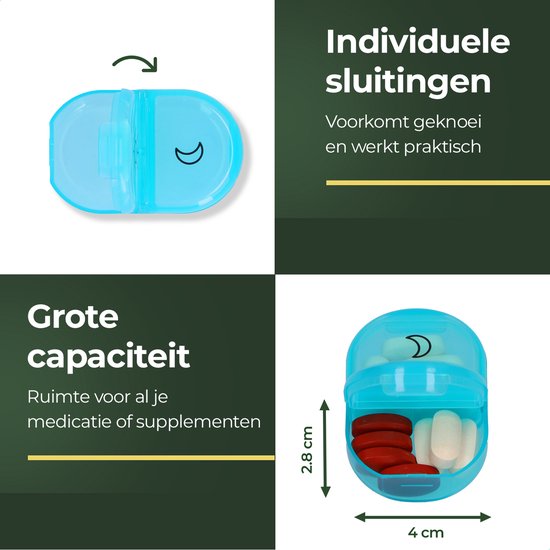 Gandria Pillenbox 7 Tage - Herausnehmbare Pillenbox - Medizinbox mit 14 Fächern - Medizinbox mit stabilem Verschluss - 2 Fächer pro Tag - 7 Farben