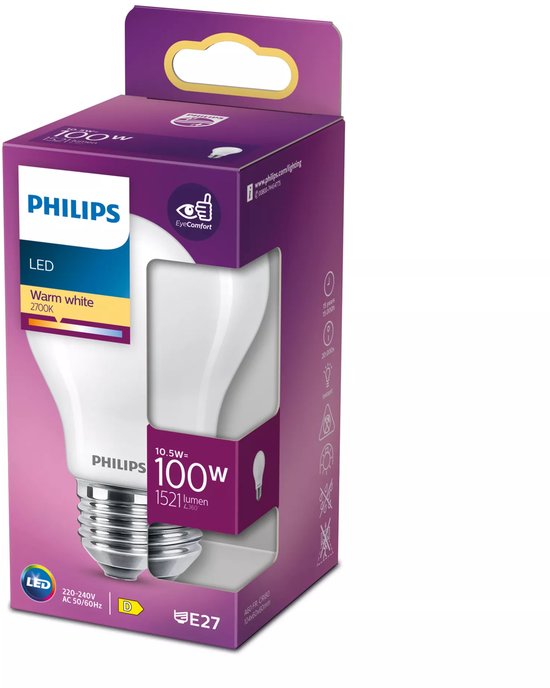 Philips LED-Lampe, matt – 100 W – E27 – warmweißes Licht