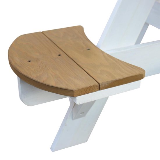 AXI Ufo Picknicktisch, rund, für 4 Kinder, in Braun/Weiß – Picknicktisch aus Holz – 120 x 120 x 56 cm