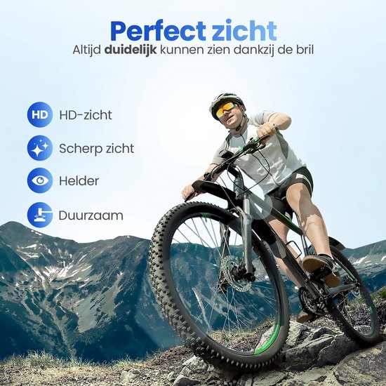 GarpexÂ® Radsportbrille - Sportbrille - Sonnenbrille Herren - Radfahren - Motorrad - Schwarzer Rahmen mit blauen Gläsern