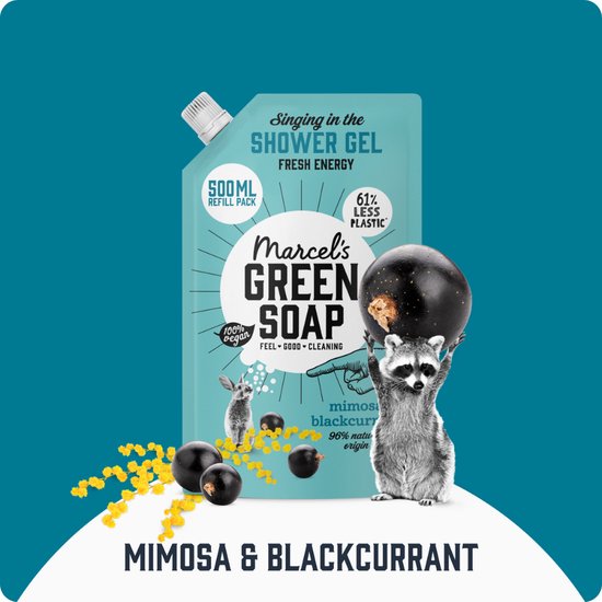 Marcel's Green Soap Duschgel-Nachfüllpackung – Mimose & Schwarze Johannisbeere – 6 x 500 ml