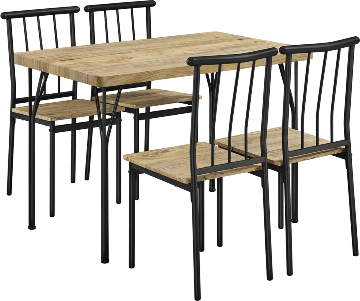 Yaheetech 5-teiliges Esszimmer-Set für 4 Personen – Tisch mit 4 Stühlen – 110 x 70 x 76,5 cm – Braun