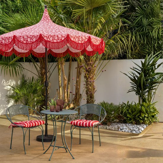 Mica Decorations Kelly Sonnenschirm mit Tragetasche – Stabsonnenschirm 238 x Ø 235 cm – Garten- oder Balkonsonnenschirm – Polyester, Stahl – Rot