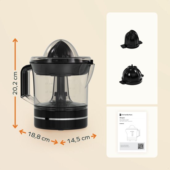 KitchenBrothers Zitruspresse - Kompakt - Manuell - 0.7L - Schwarz