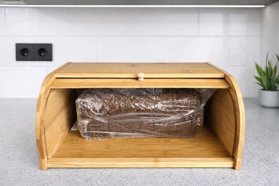 Ceruzo Brotkasten aus Bambus – Brotkasten mit Rollverschluss – 38 cm