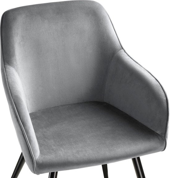 tectake - Stuhl - Esszimmerstuhl - Marilyn Samtoptik schwarz/grau - 403659