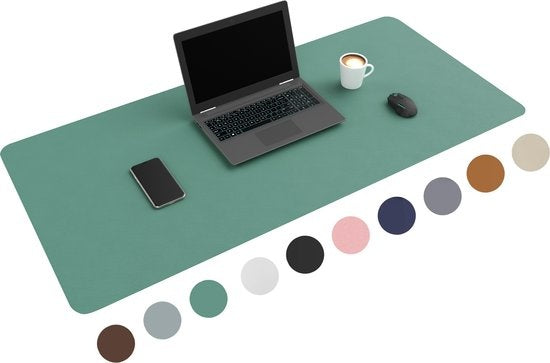 WURK Professional Schreibtischunterlage aus Kunstleder - Inklusive Kabelclip - 120x60 - Türkis