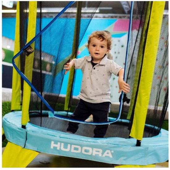 Hudora 65711 – Kindertrampolin mit Sicherheitsnetz – 140 cm – wasser- und UV-beständig – stabiler Rahmen